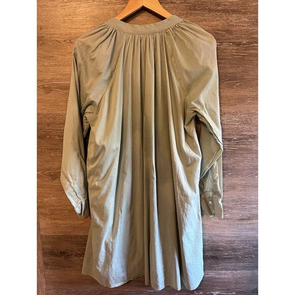 Rebecca Taylor Dress Sz M Sage Green V Neck Cotton Lined Long Sleeves Pockets - Picture 7 of 10